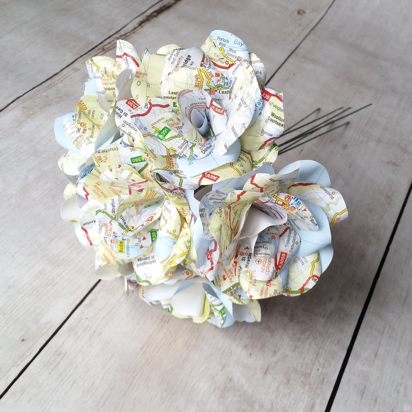 Map Paper Flower Bouquet