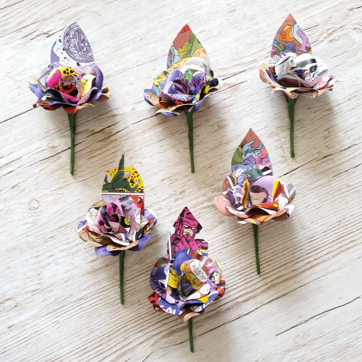 Comic Book Paper Flower Buttonholes / Boutonnieres