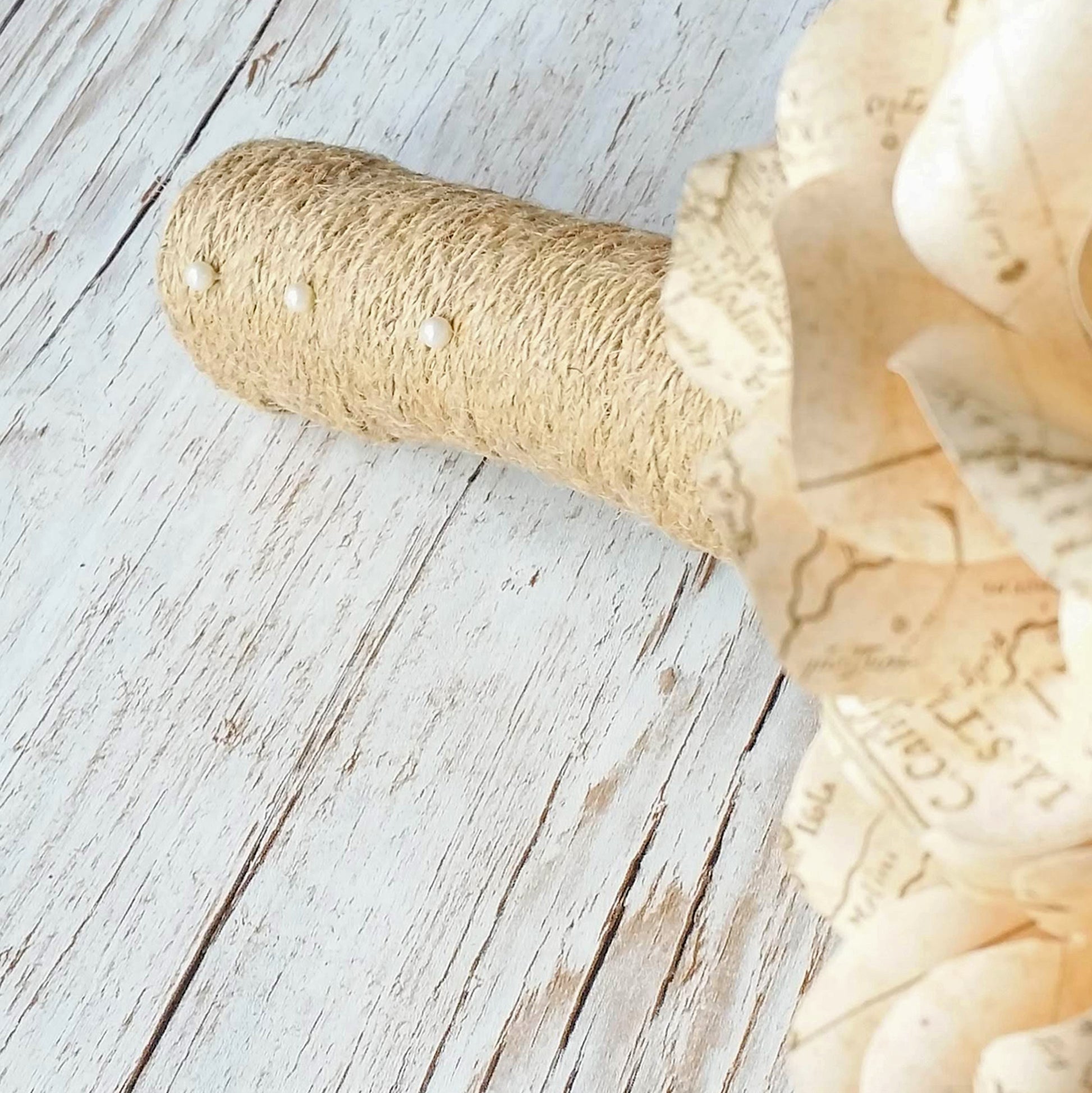 Vintage Map Bridal Bouquet Handle