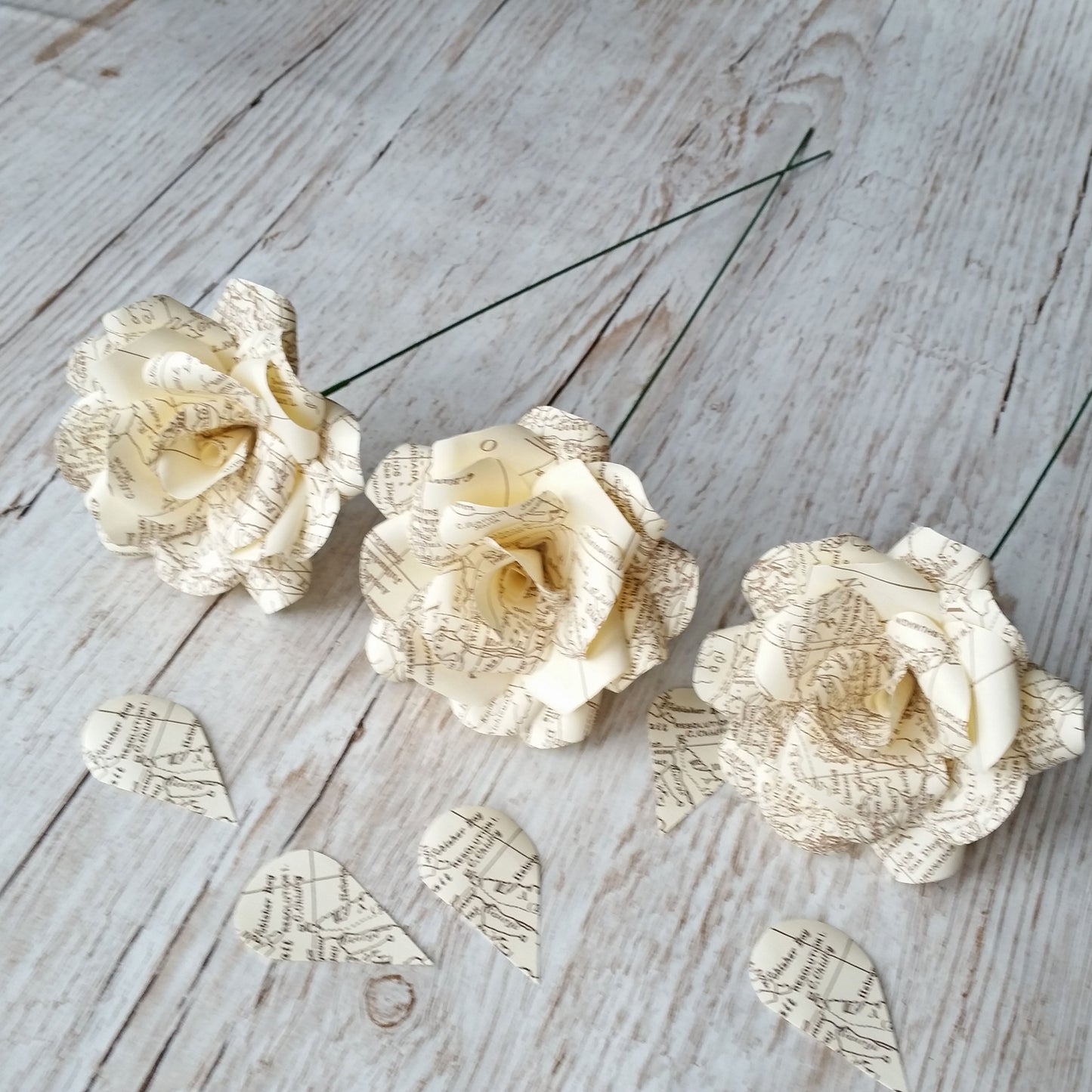 Vintage Map Paper Flowers