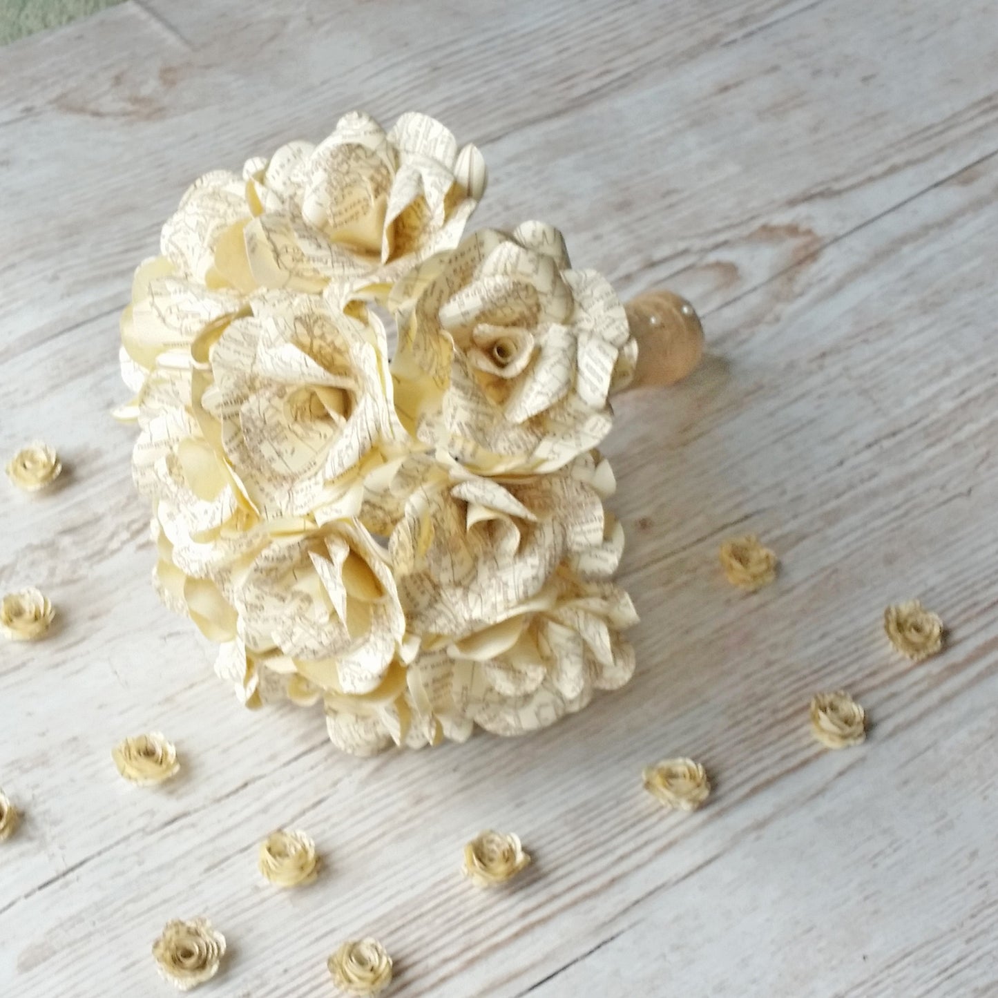 Vintage Map Paper Flower Bridal Bouquet