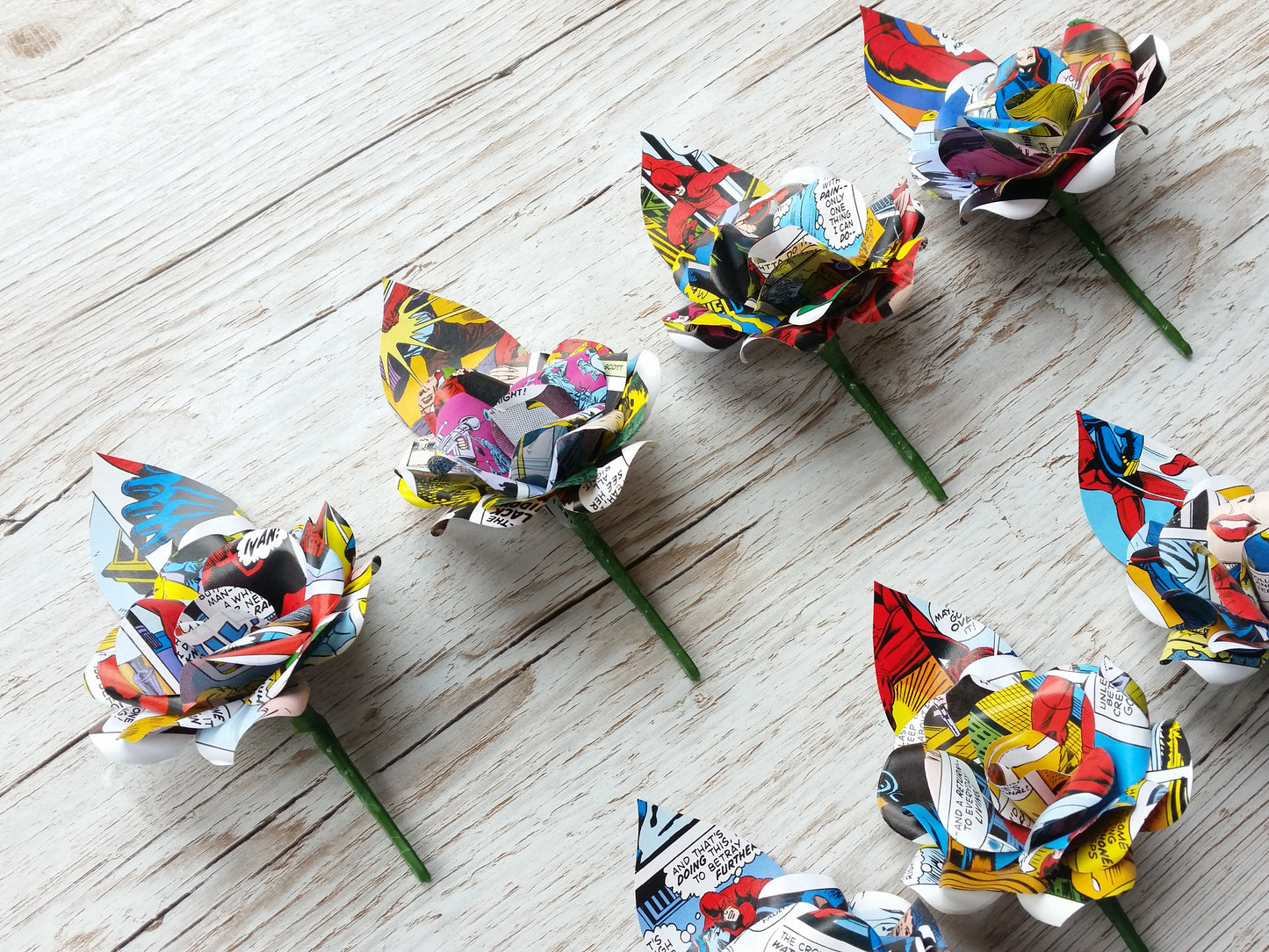 Comic Book Paper Flower Buttonholes / Boutonnieres