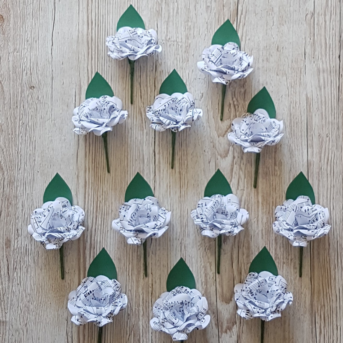 Sheet Music Paper Flower Buttonholes / Boutonnières
