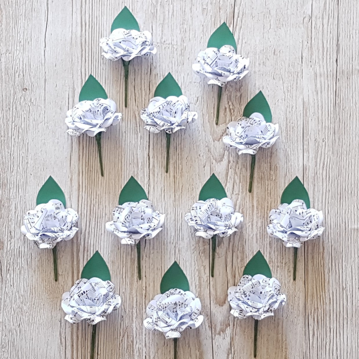 Sheet Music Paper Flower Buttonholes / Boutonnières