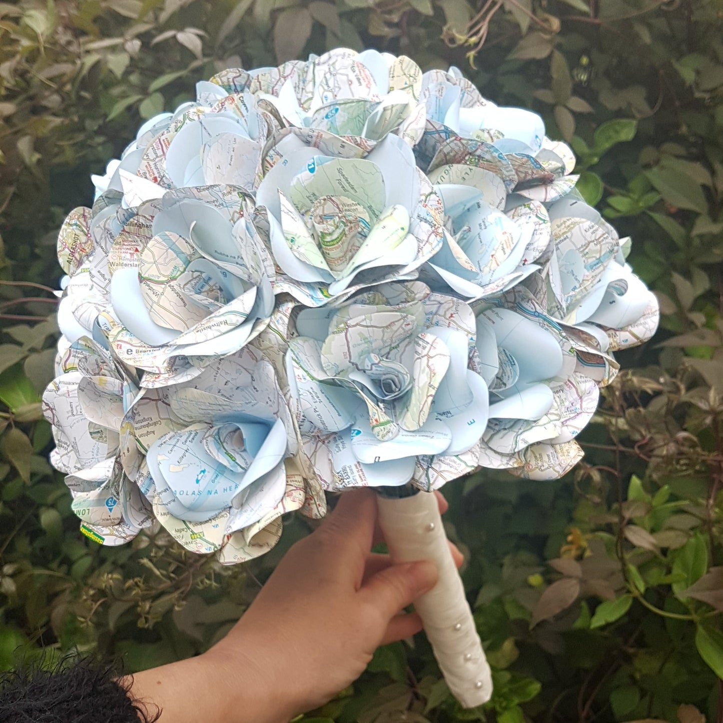Map Rose Paper Flower Bridal Bouquet - Wedding Flowers