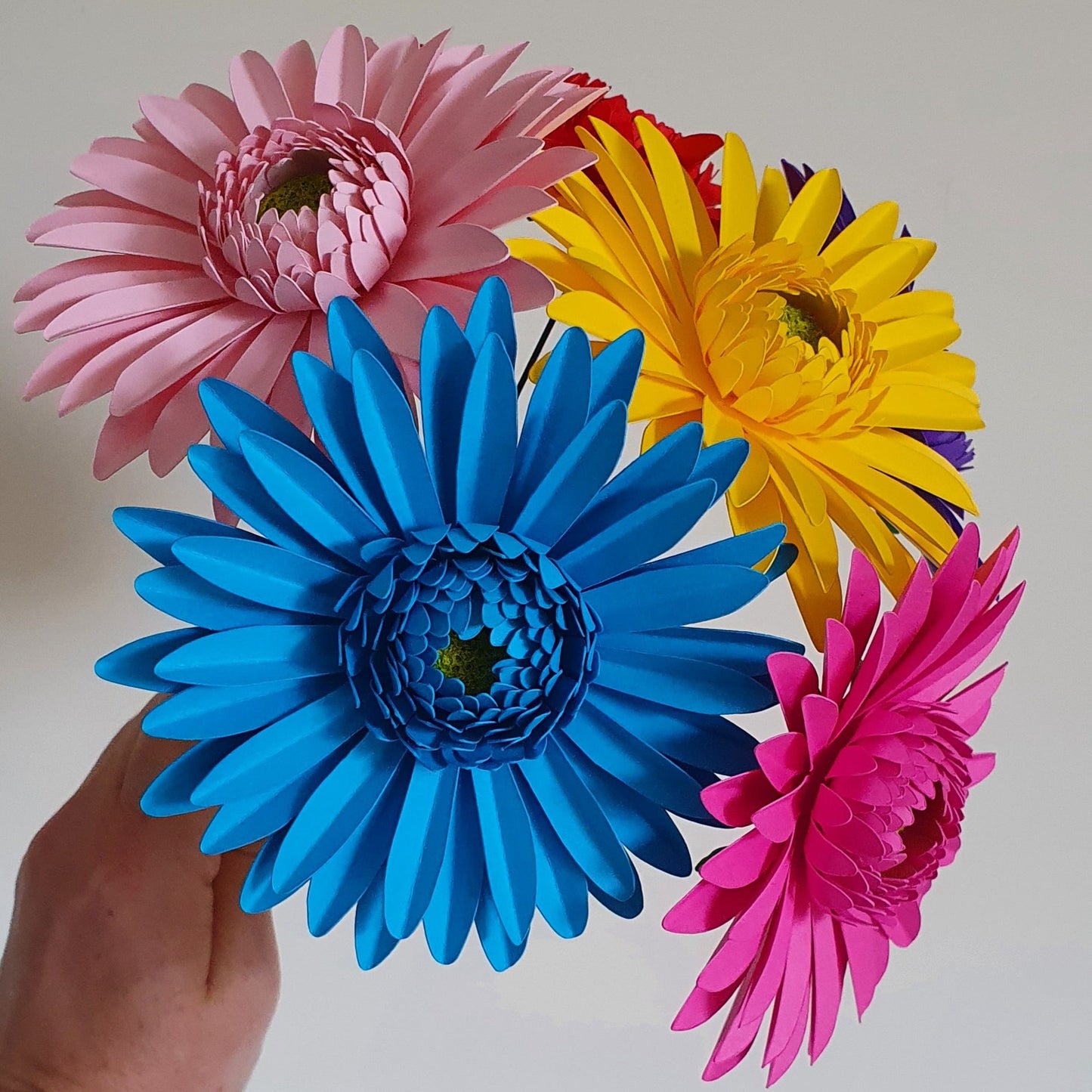 6 x Handmade Paper Gerbera Daisies
