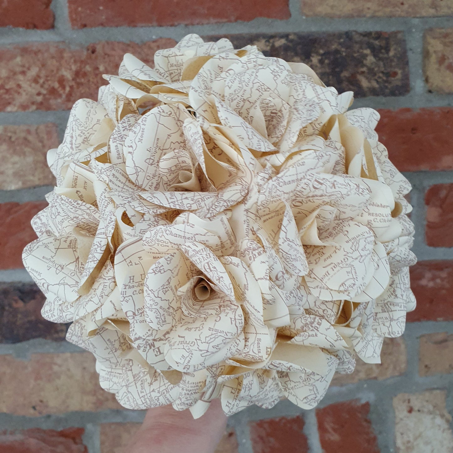 Vintage Map Paper Flower Bridal Bouquet