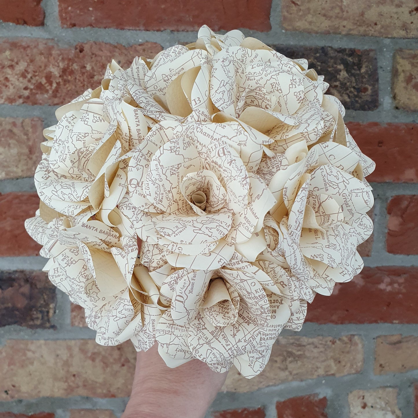 Vintage Map Paper Flower Bridal Bouquet