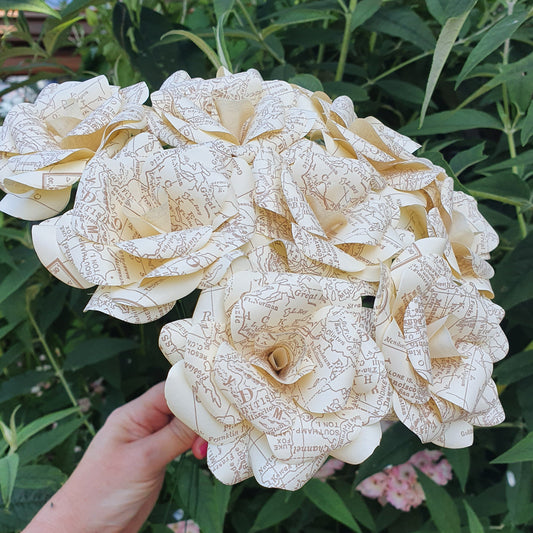 Vintage Map Paper Flowers