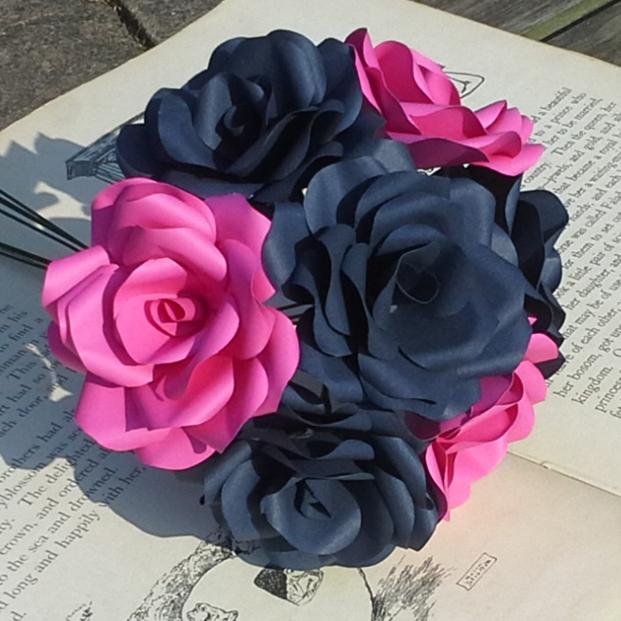 Navy Blue & Hot Pink Paper Flowers