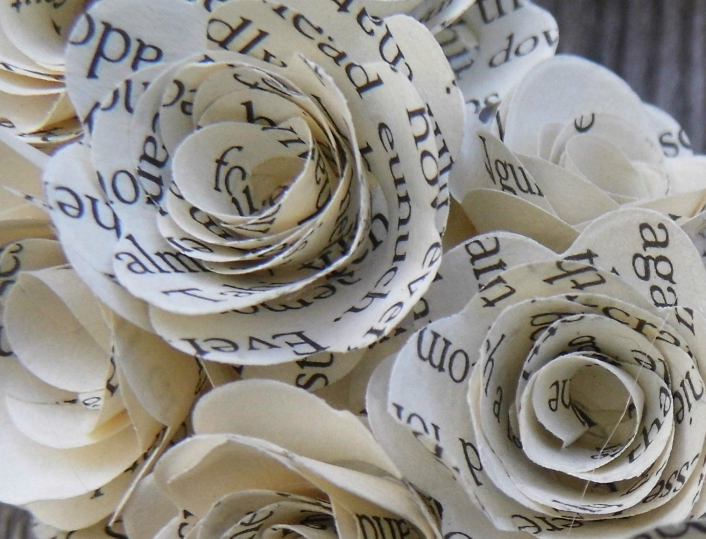 Book Paper Flowers, Loose Flowers, Rolled Roses x 25