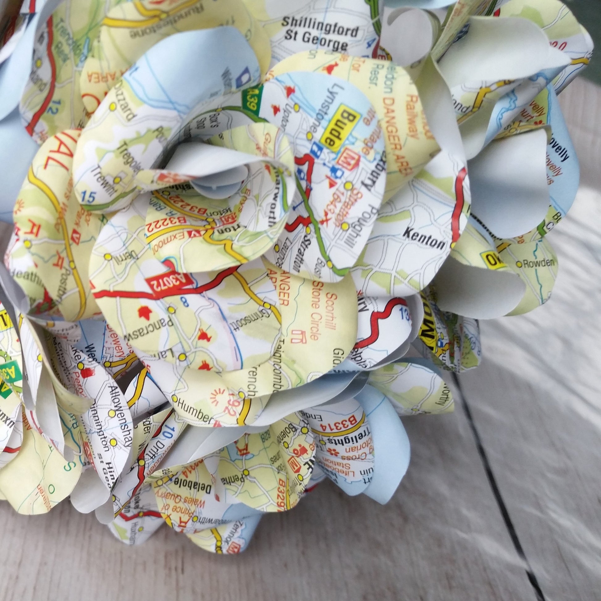Map Paper Flowers