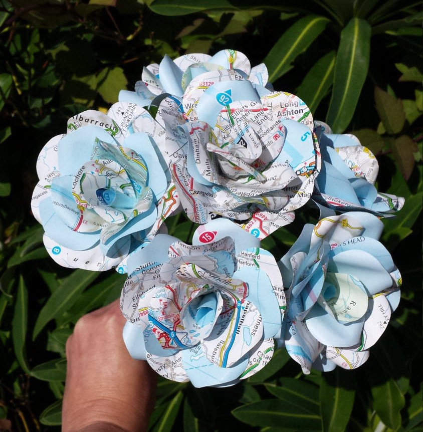 Map Paper Flowers