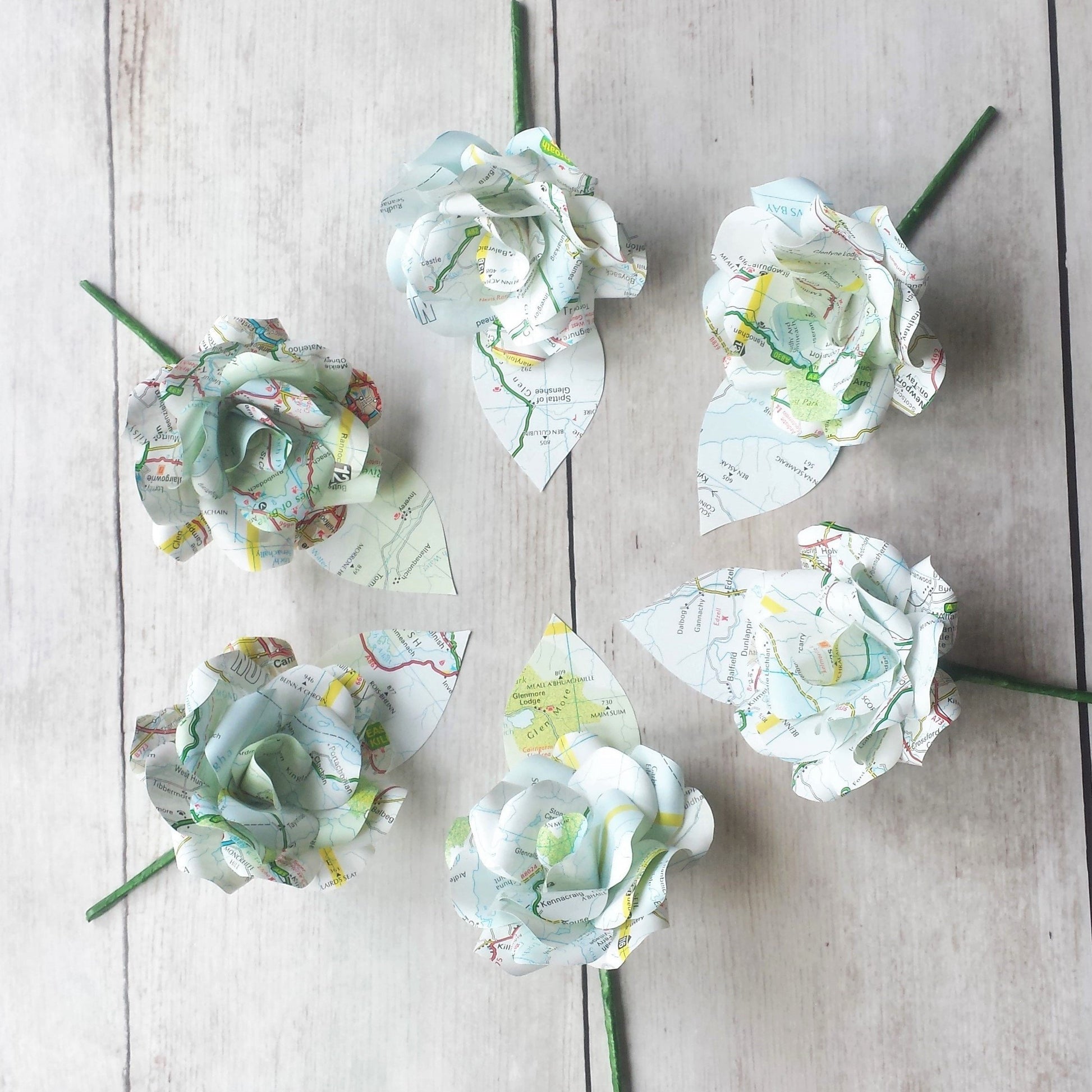 Map Paper Flower Buttonholes
