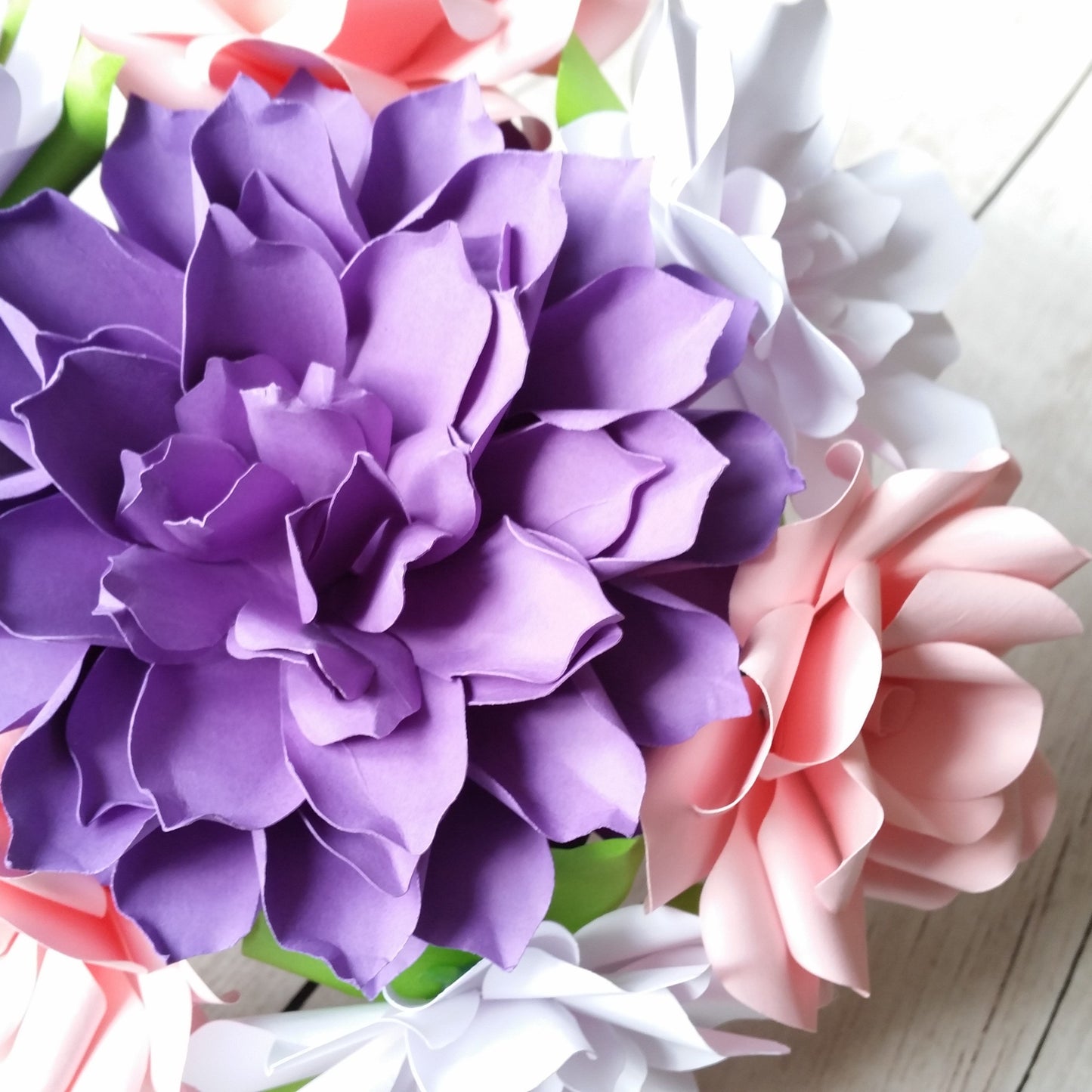 Mixed Paper Flower Bouquet - Rose - Gardenia - Dahlia -Alternative Forever Flowers