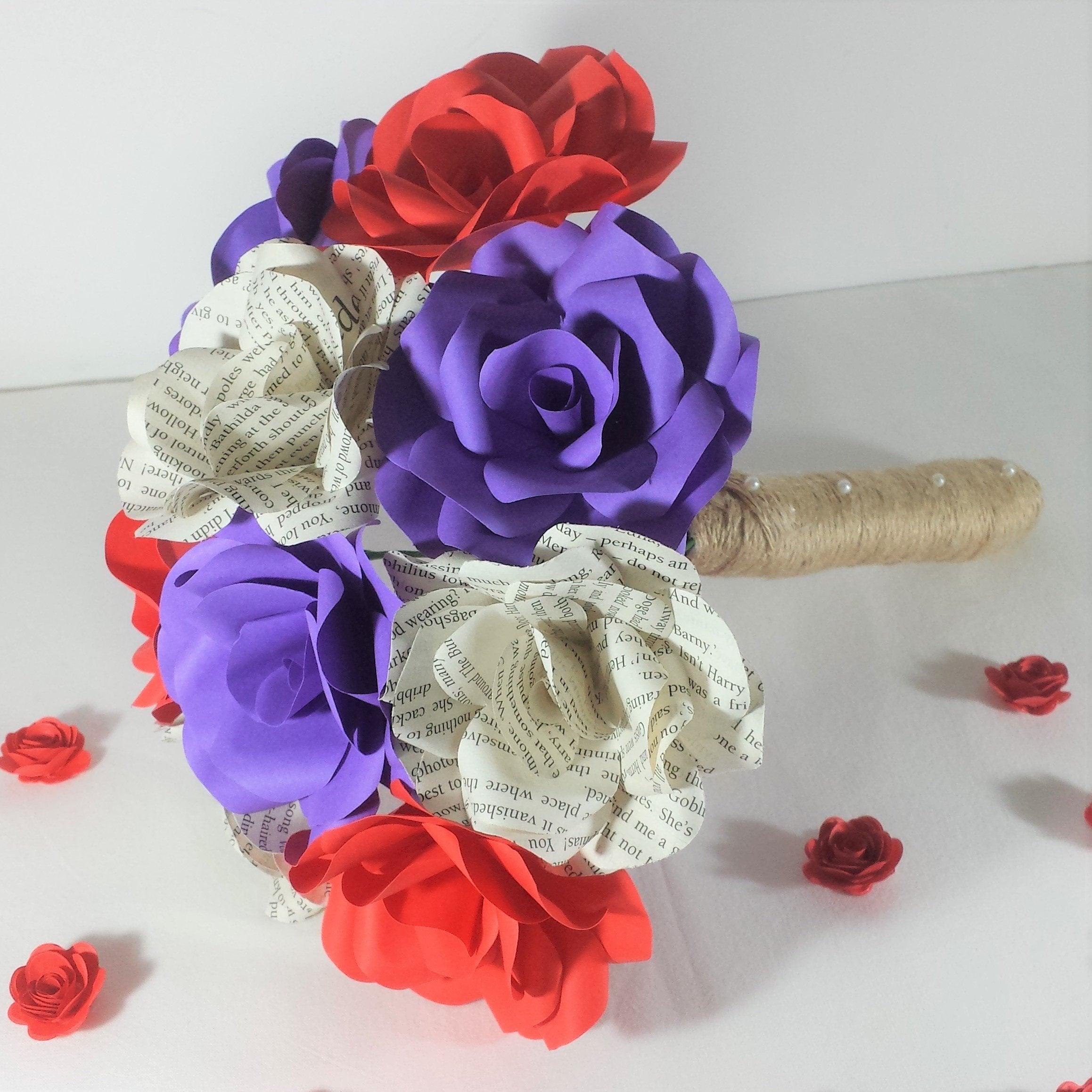 Mixed Paper Flower Bridal Bouquet, Wedding Flowers Paper Flowers By Nicky