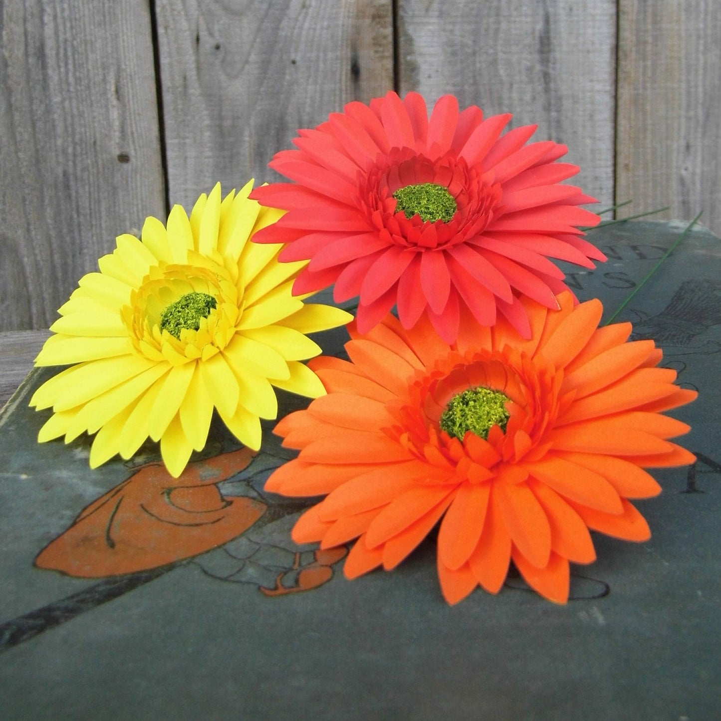 3 x Handmade Paper Gerbera Daisies