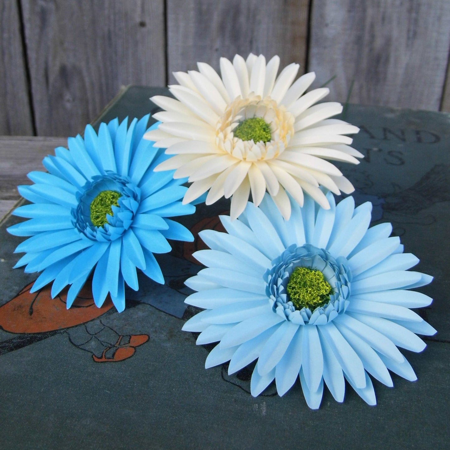 3 x Handmade Paper Gerbera Daisies
