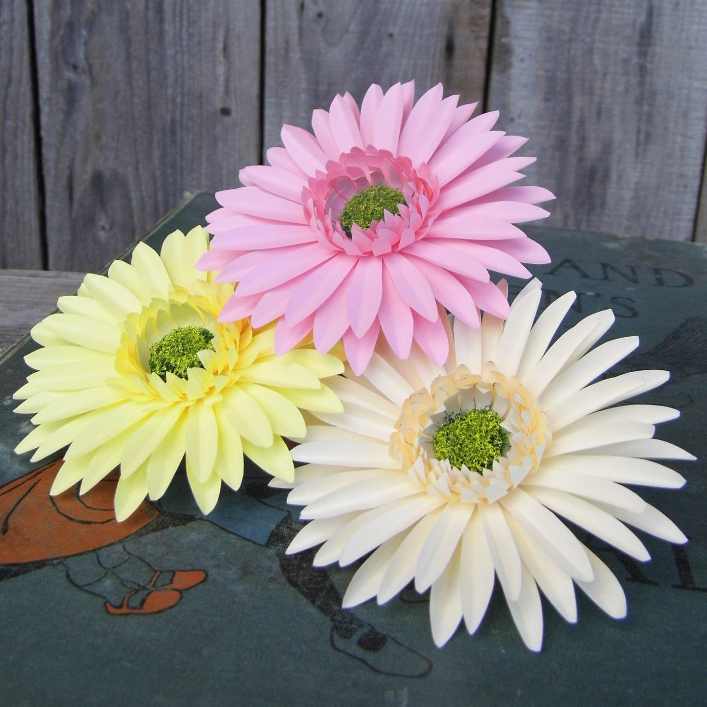 3 x Handmade Paper Gerbera Daisies