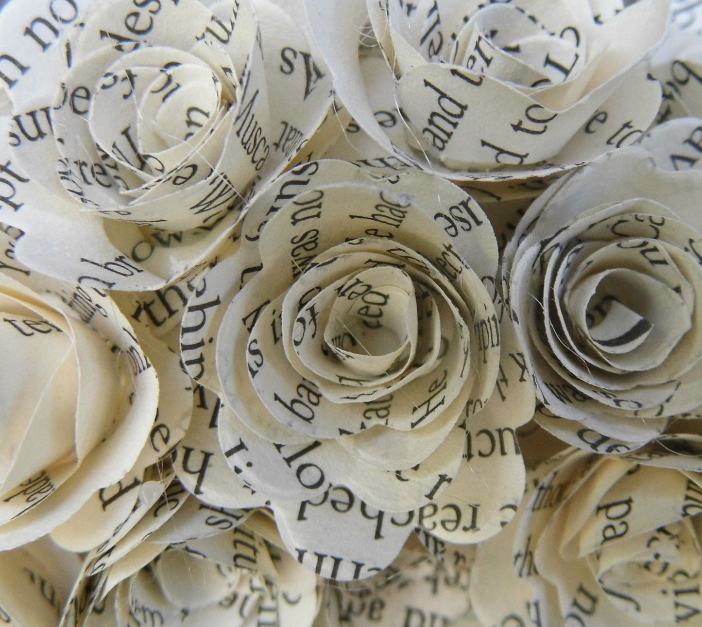 Book Paper Flowers, Loose Flowers, Rolled Roses x 25