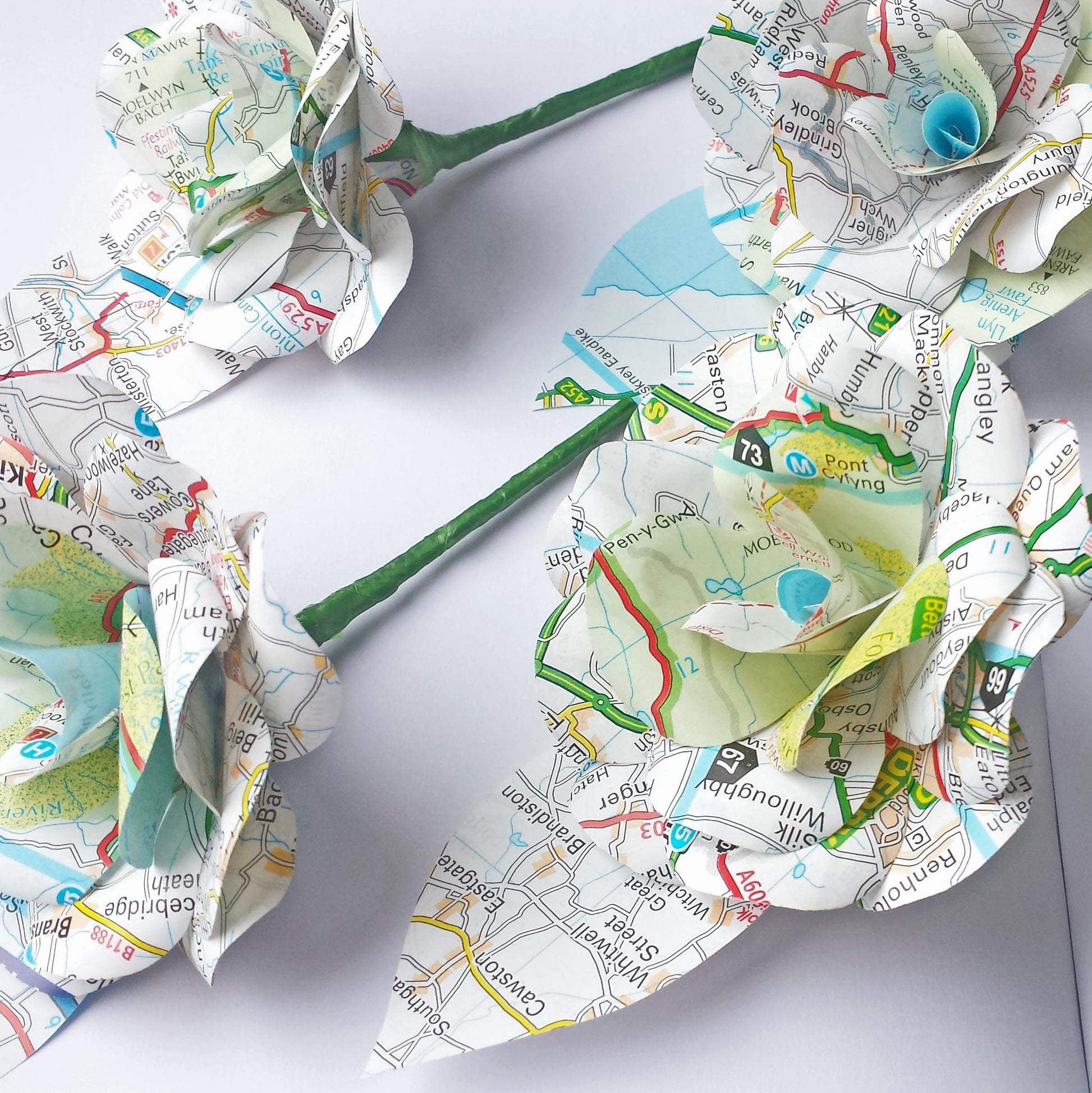 Map Paper Flower Buttonholes