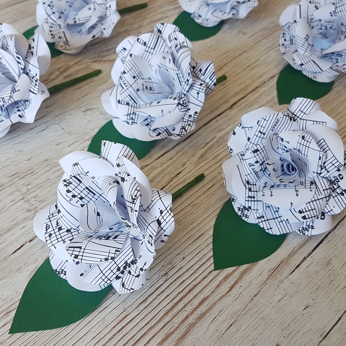 Sheet Music Paper Flower Buttonholes / Boutonnières