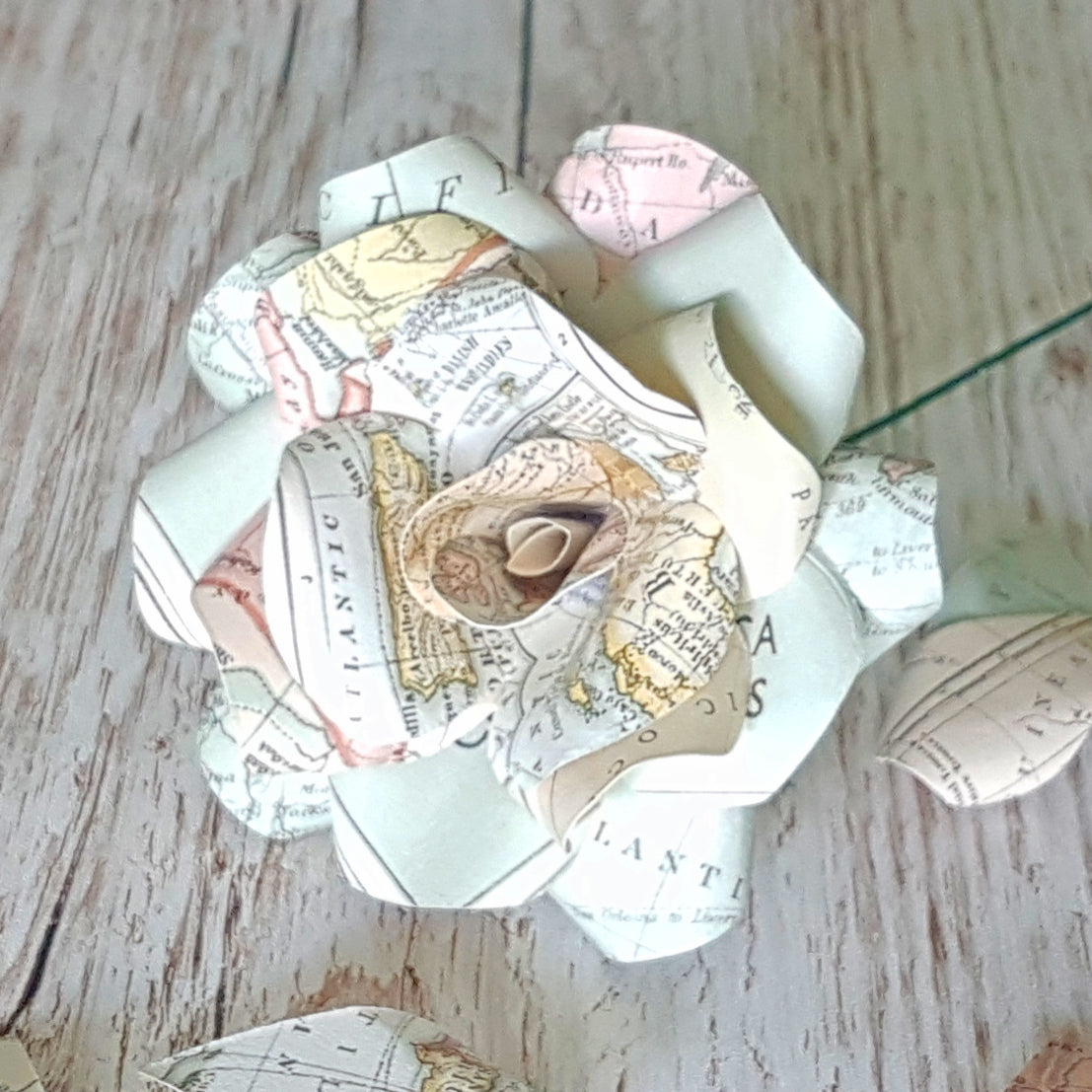 Travel Map Paper Flowers