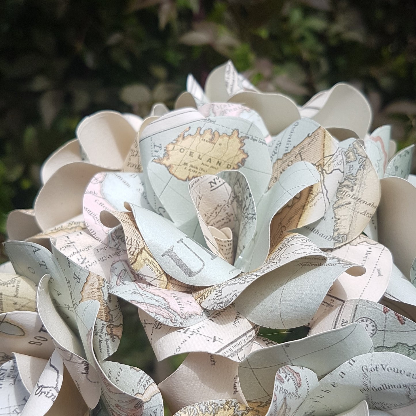 Travel Map Paper Flowers