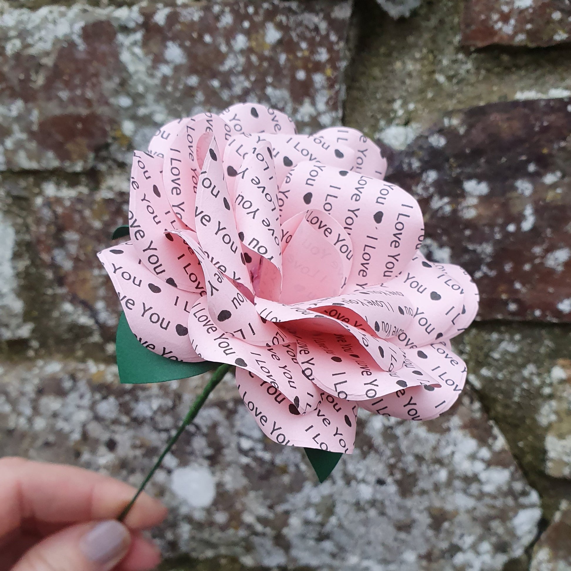 Pale Pink Personalised Paper Rose