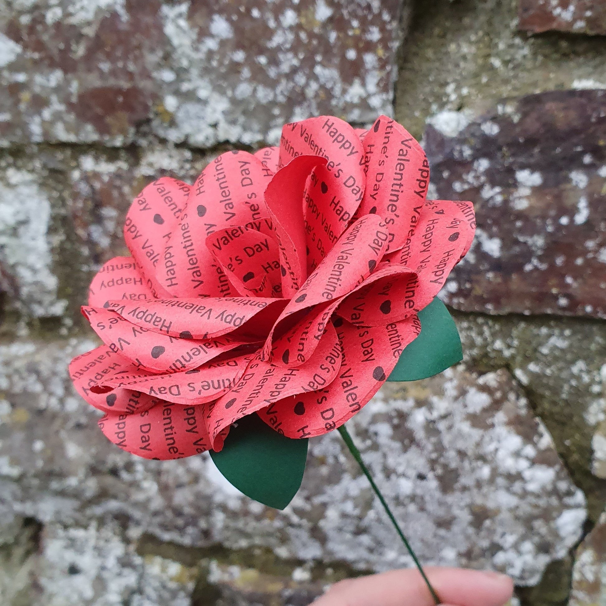 Red personalised paper flower