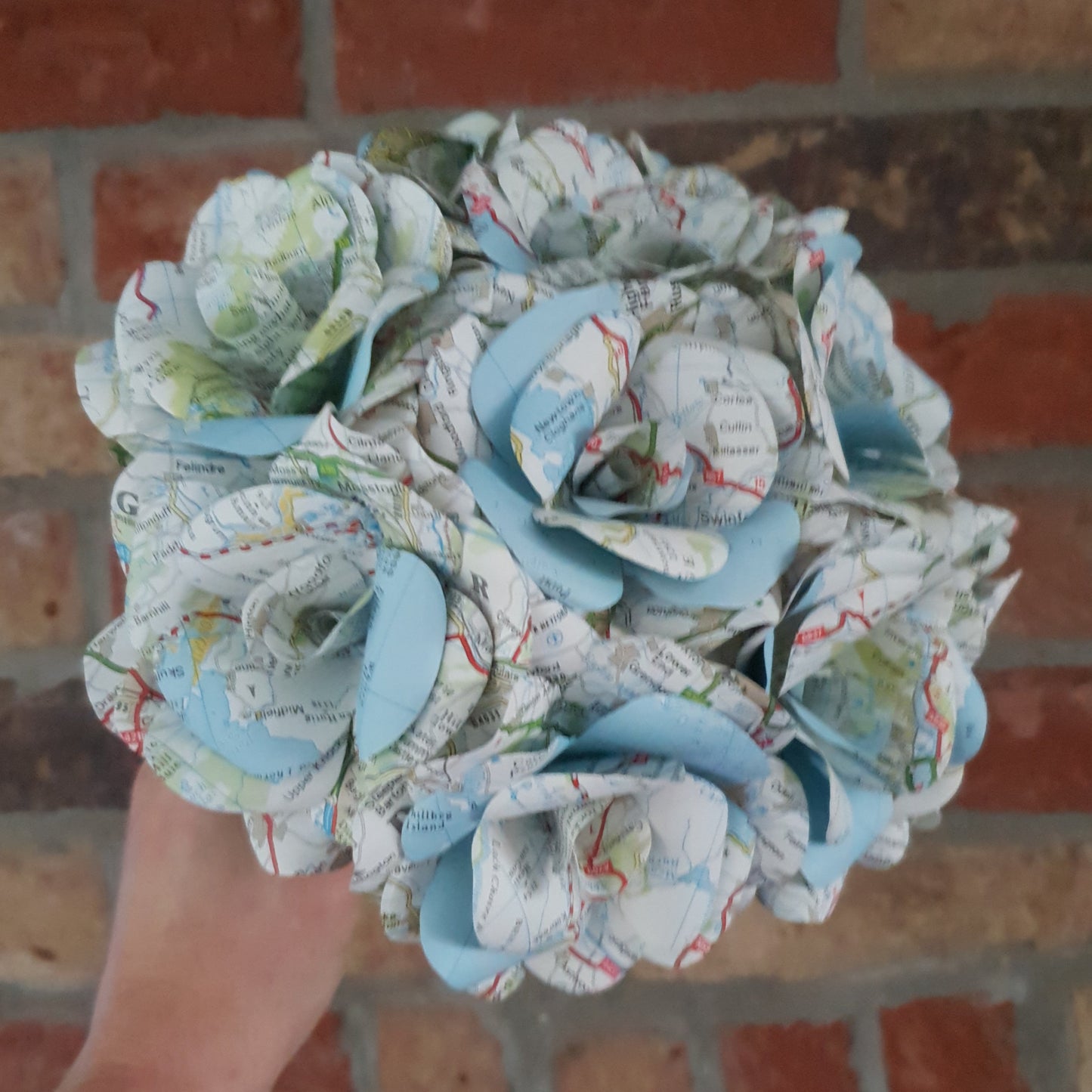 Map Rose Paper Flower Bridal Bouquet - Wedding Flowers