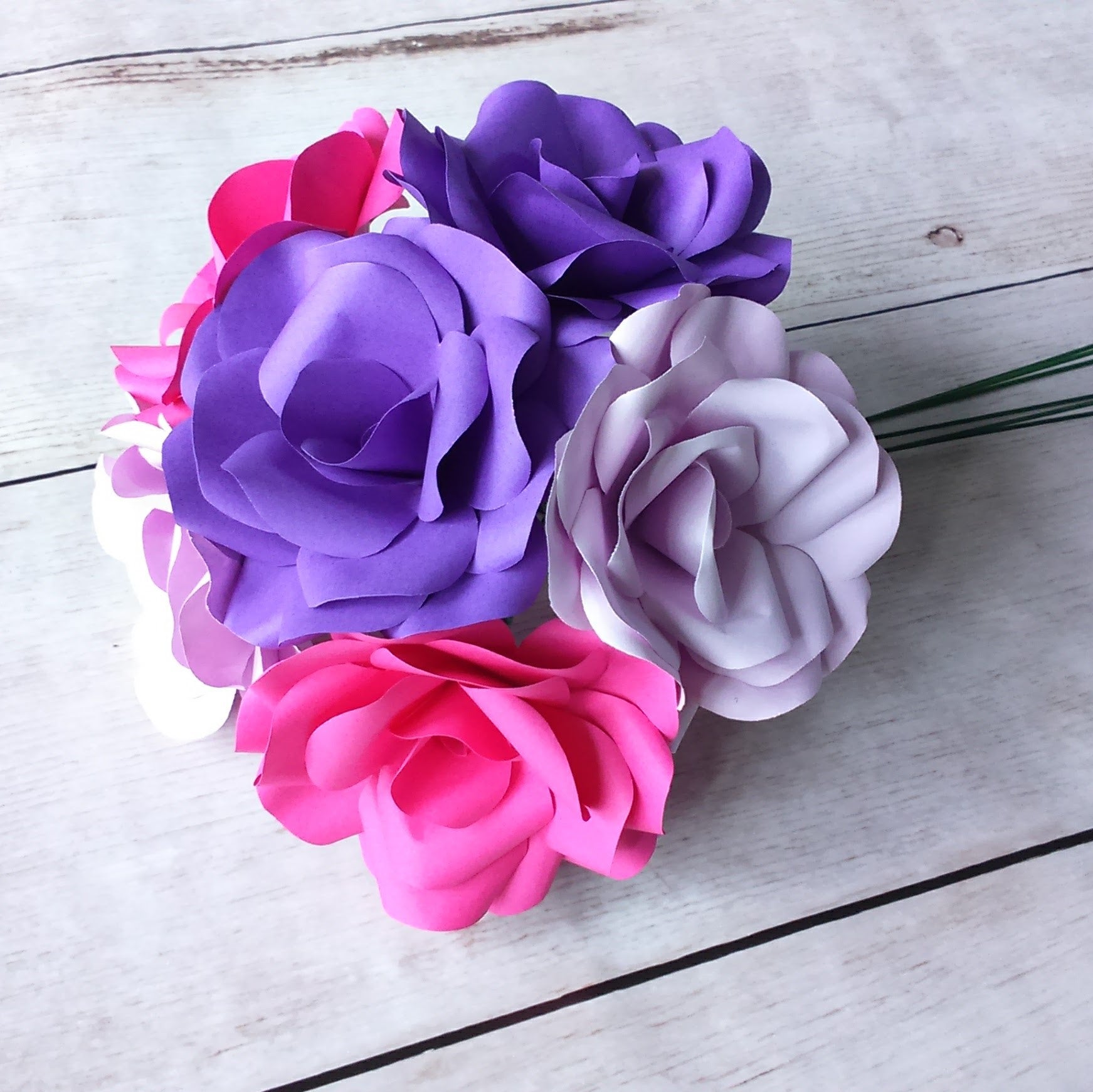Handmade Purple, Lilac & Pink Paper Flowers