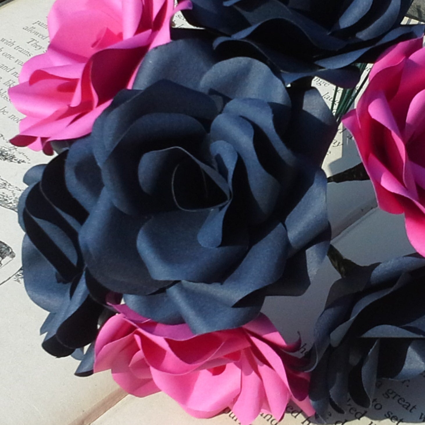 Navy Blue & Hot Pink Paper Flower Bouquet