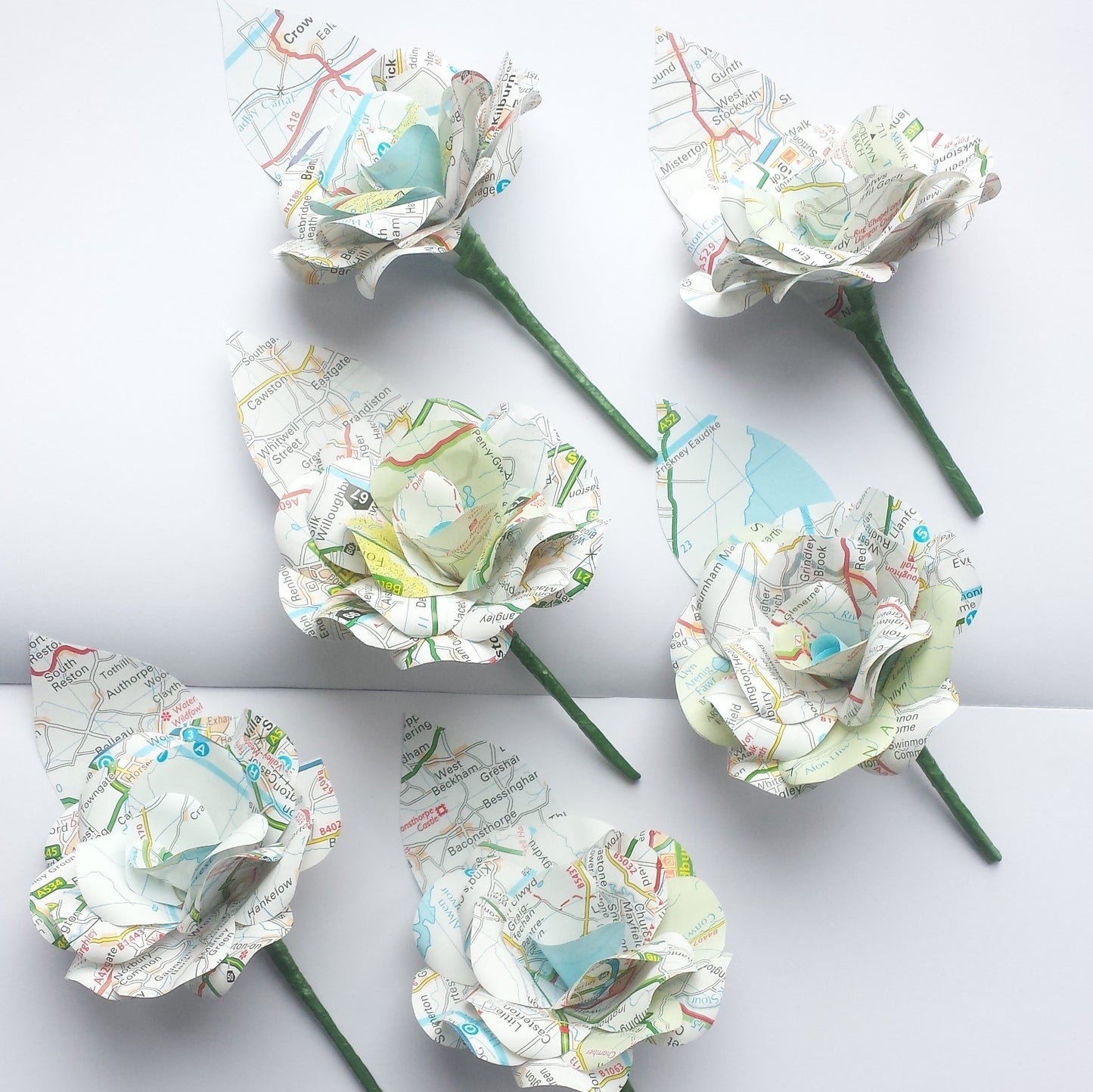 Map Paper Flower Boutonnieres