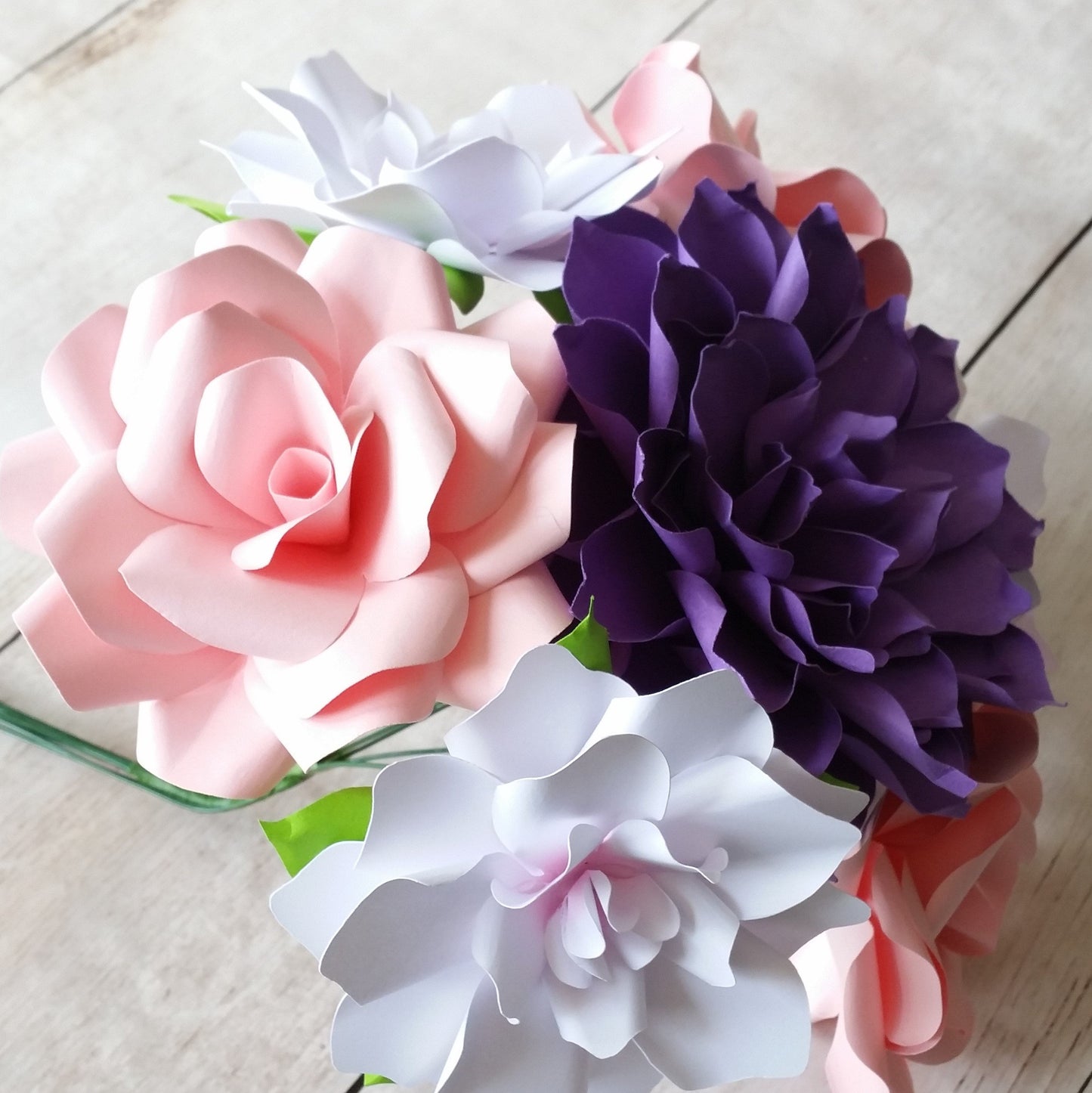Mixed Paper Flower Bouquet - Rose - Gardenia - Dahlia -Alternative Forever Flowers