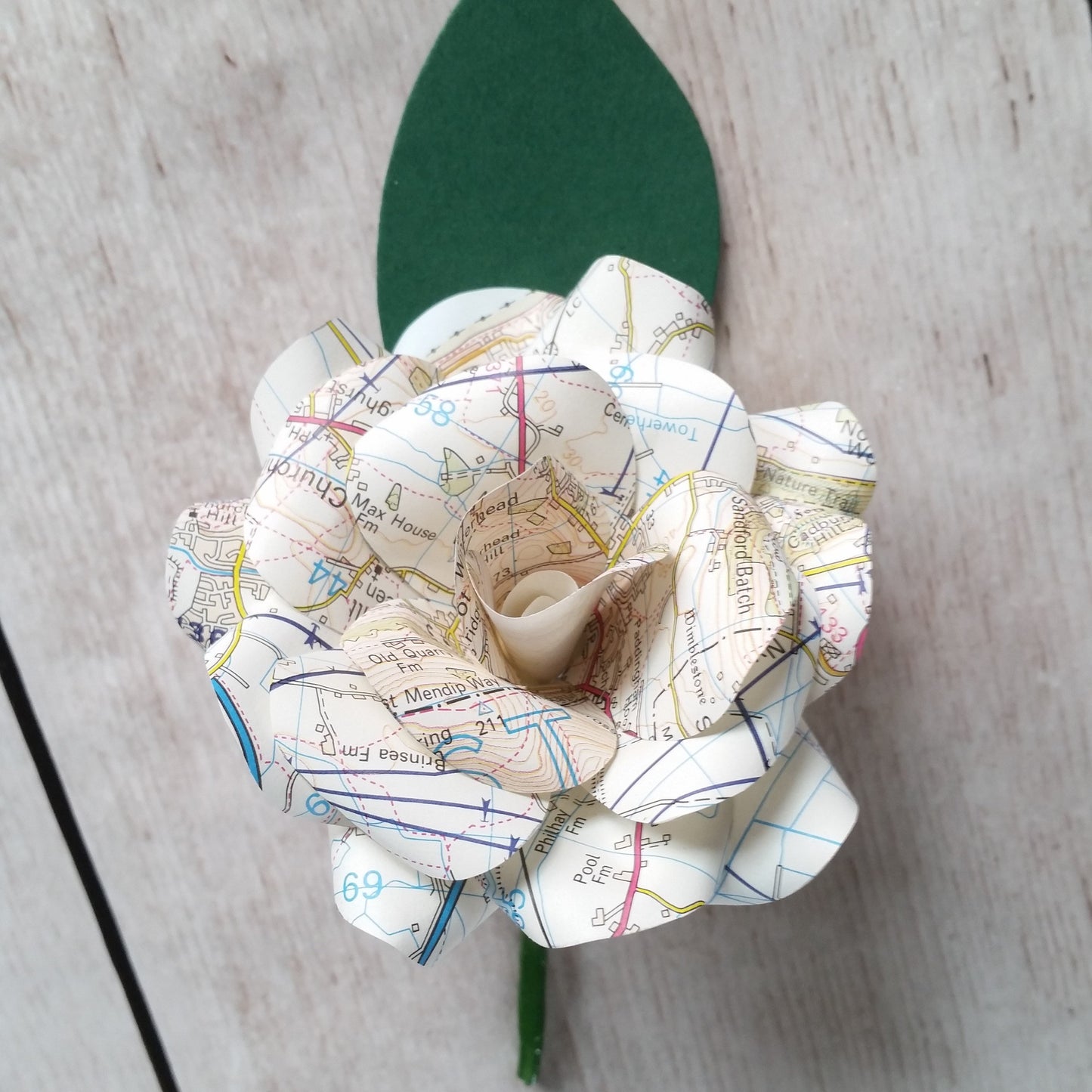 Map Paper Flower Buttonhole