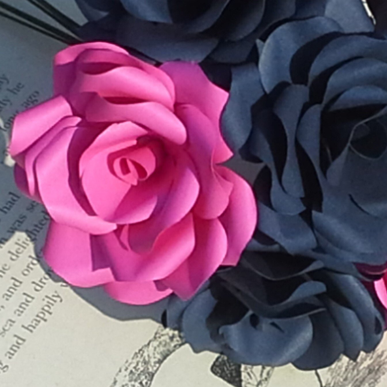 Navy Blue & Hot Pink Paper Flowers